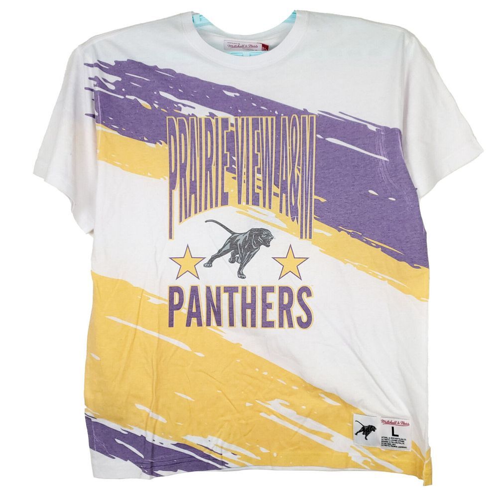 Prairie View A&M Panthers Mitchell & Ness L Large Shirt Paint Brush White NWT